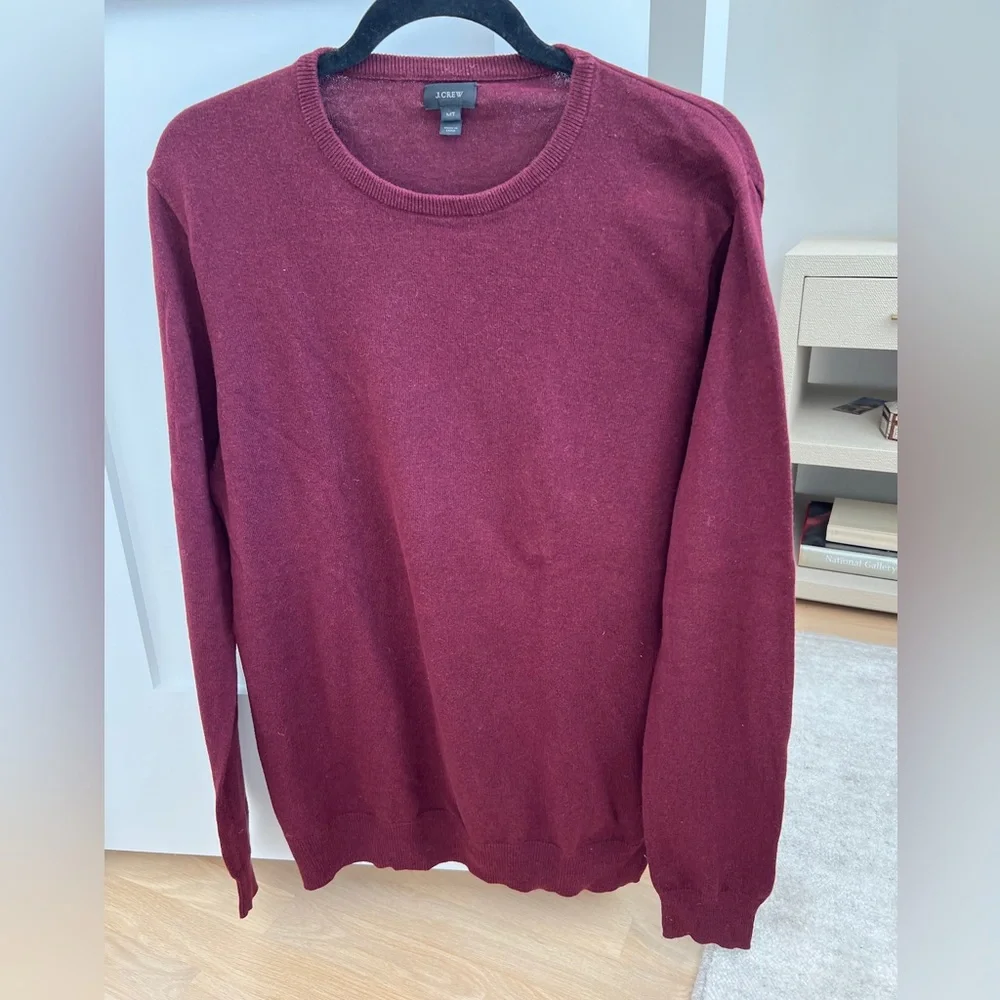 Red J. Crew Crewneck Cotton / Cashmere Sweater [Medium Tall]